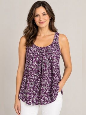 JACOB Printed Satin Sleeveless Blouse - Size S